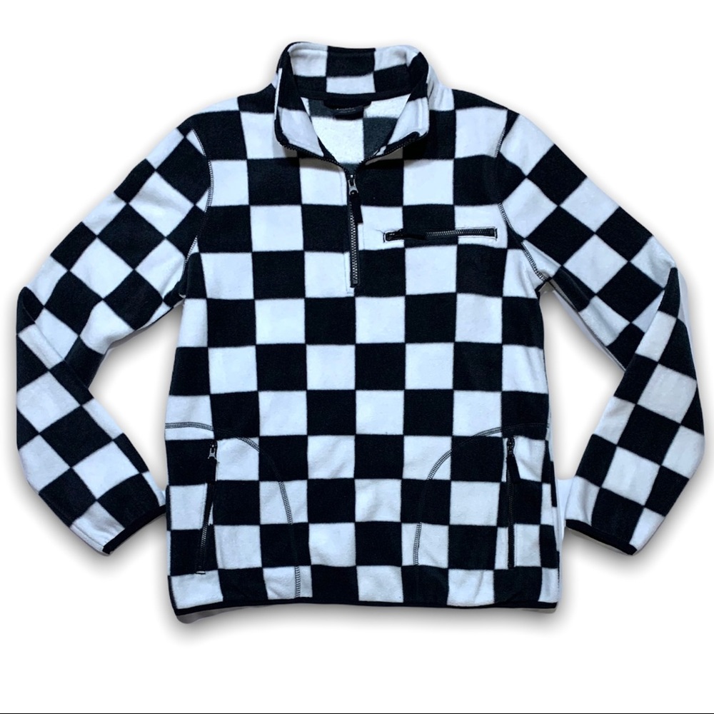 Empyre Posie Checkered Quarter Zip Fleece Jacket